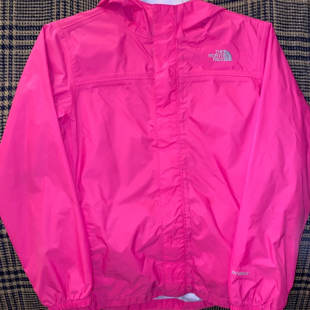pink north face raincoat